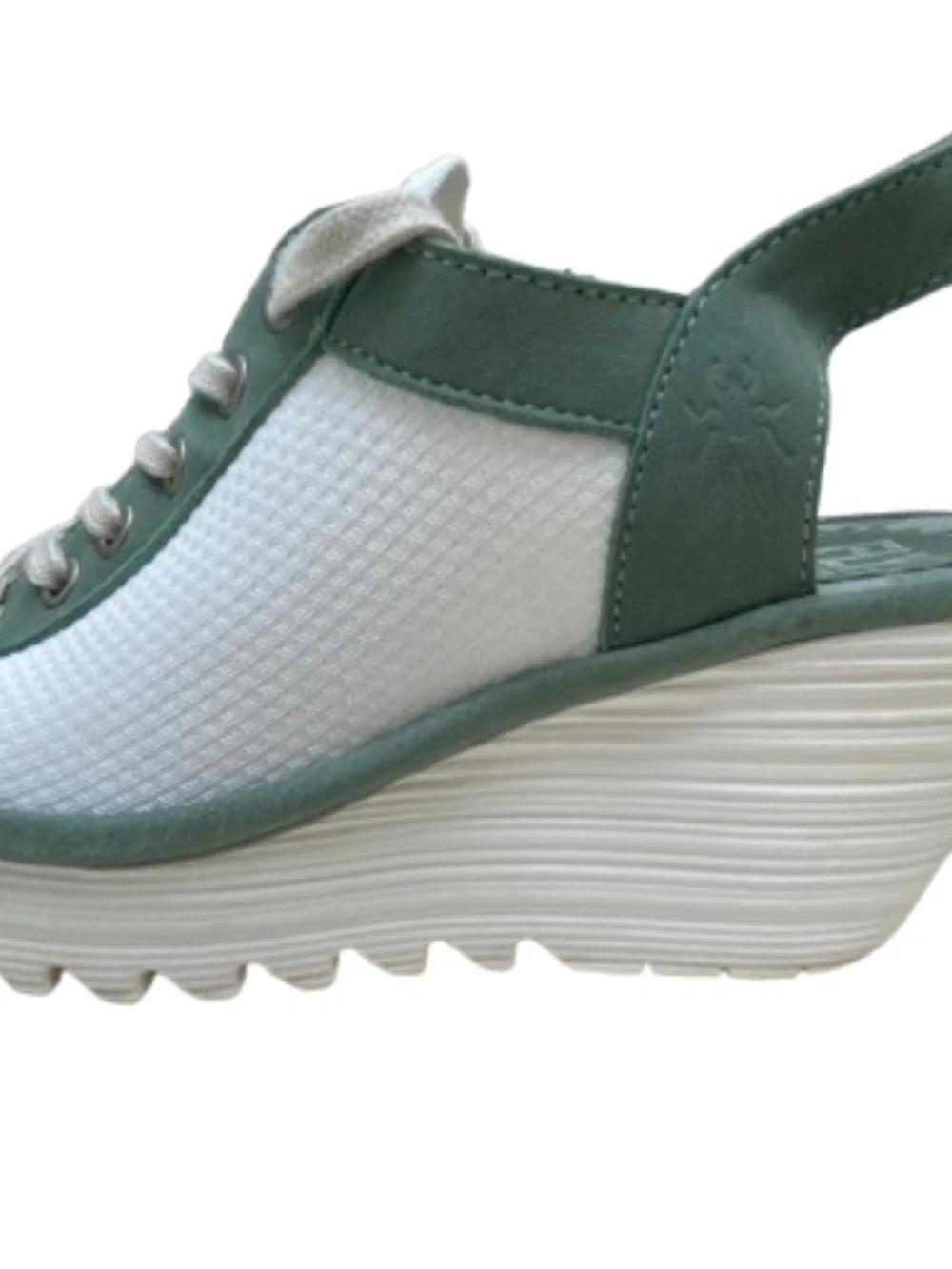 ✨NWOB✨ FLY LONDON Yedu Wedge Sandals White & Green